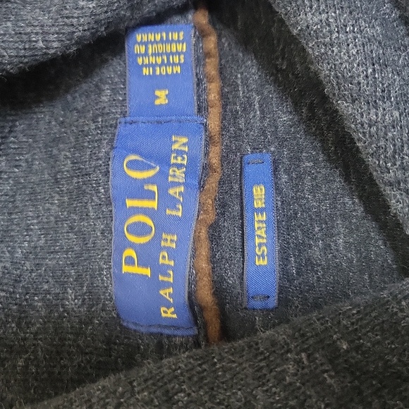 POLO RALPH LAUREN Gray Cotton Estate Rib Double Button Pullover- Youth/Short Man - Picture 7 of 12
